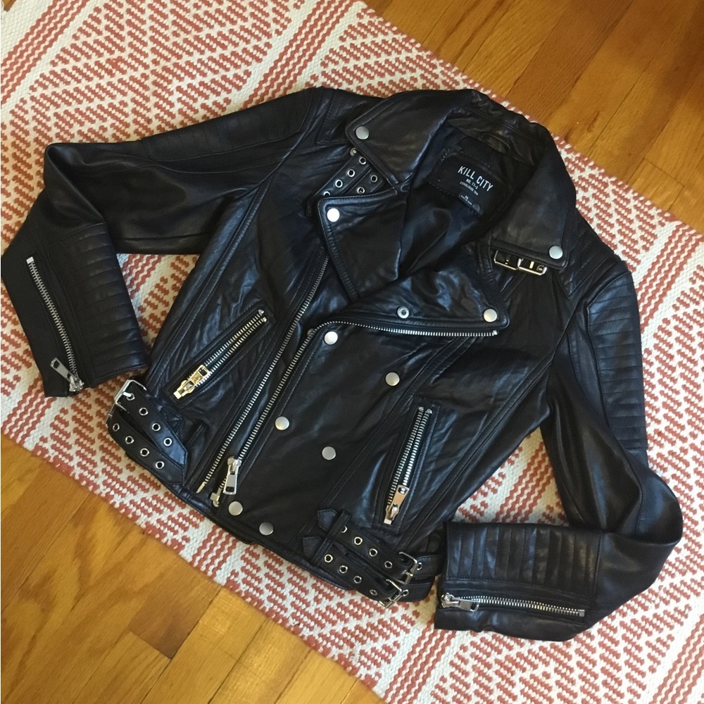 Kill City Women's Black Leather Biker Jacket